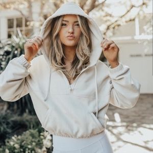 ALO YOGA STADIUM HALF ZIP HOODIE SWEATSHIRT